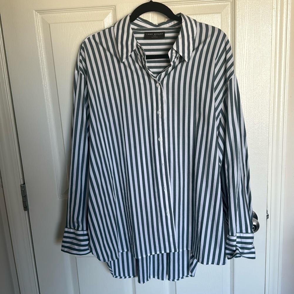 Green striped button down from Lane Bryant. Size 18/20.